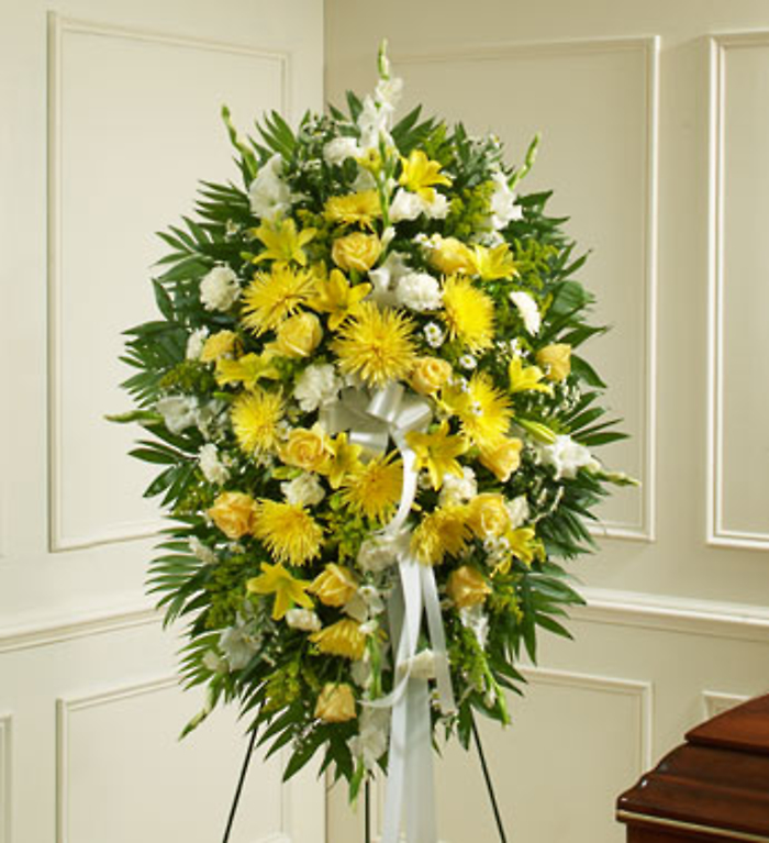 Deepest Sympathies Yellow Standing Spray