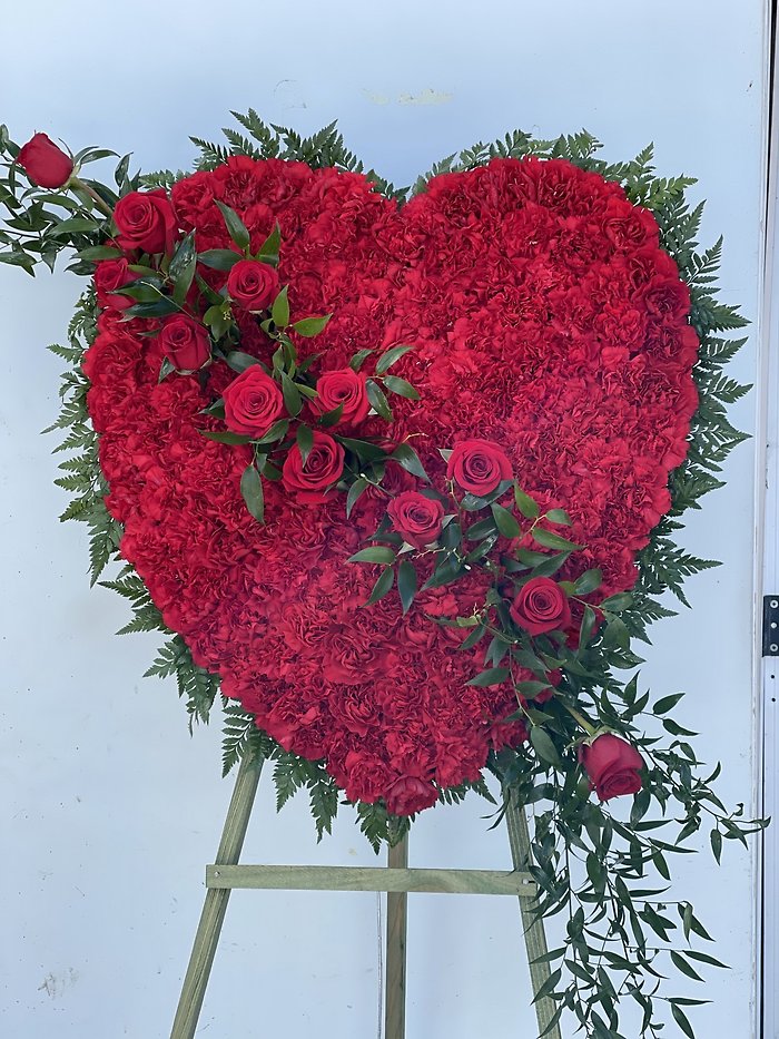 Red standing heart with red rose break