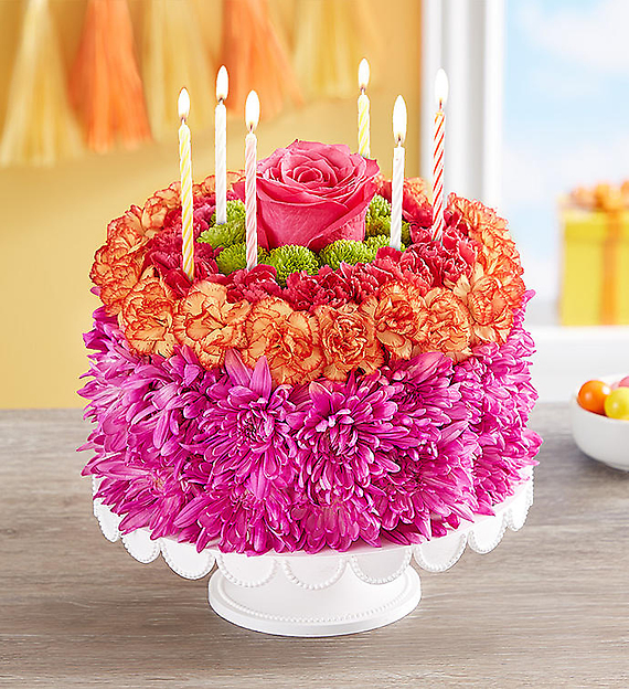 Birthday Wishes Flower Cake&reg; Vibrant