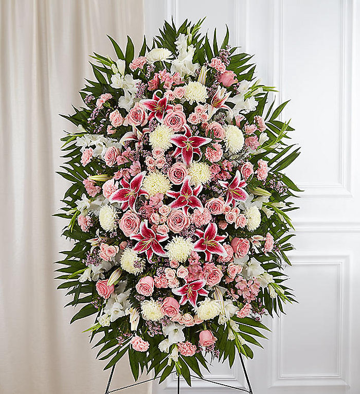 Pink &amp; White Sympathy Standing Spray