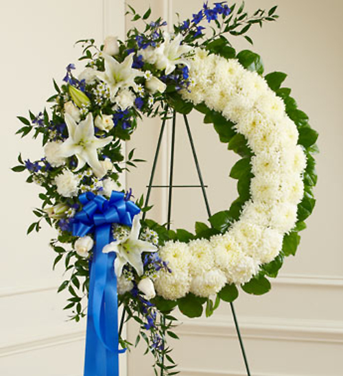 Blue &amp; White Standing Wreath