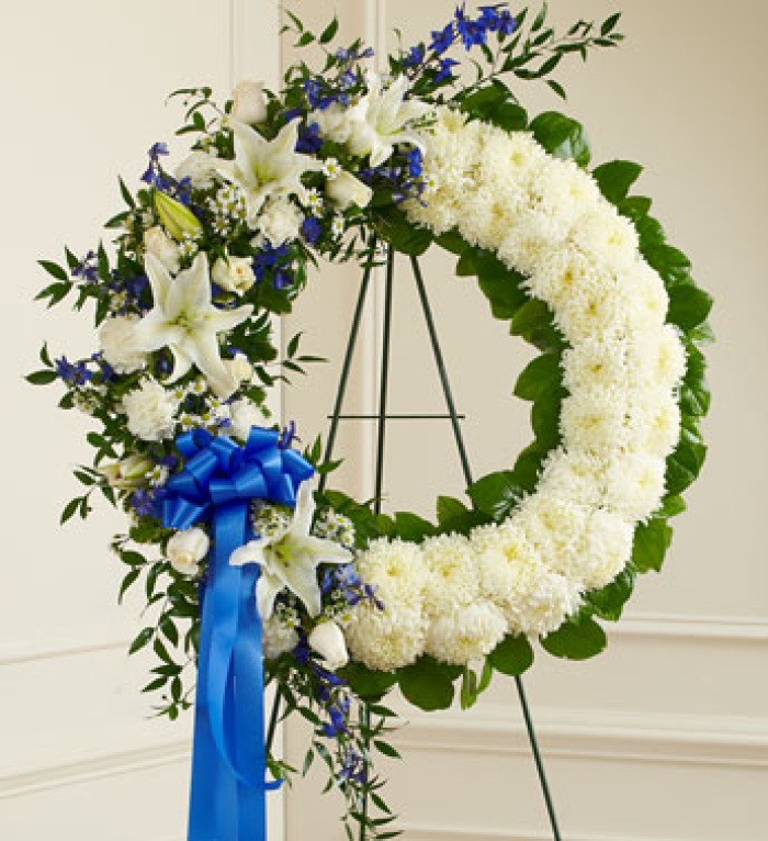 Blue &amp; White Standing Wreath