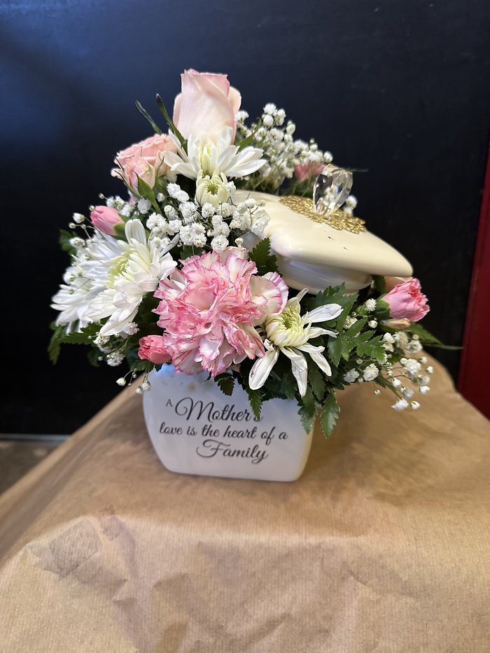 pink and white canister