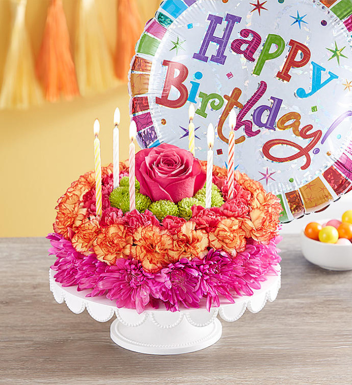 Birthday Wishes Flower Cake&reg; Vibrant